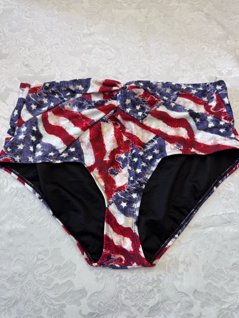 Swimsuits For All Swim Sexy Size 16‎ Twist Front Bikini Bottoms USA Flag New